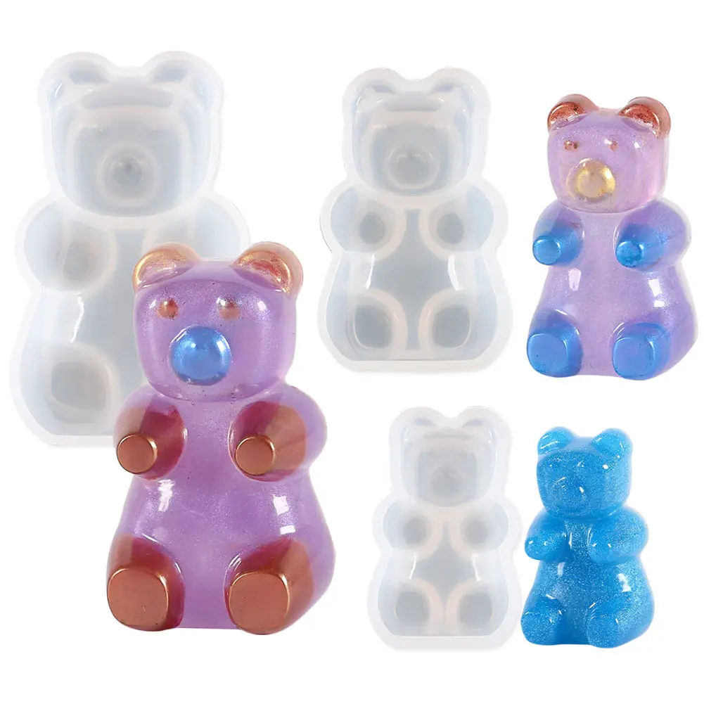 diy crystal drop glue resin mold mirror bear gummy bear jewelry pendant silicone mold