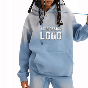 Sudadera con Capucha Extra Grande para Mujer, Color Degradado Teñido con Spray Personalizado, Estilo Casual, Lavada, Desgastada, Gruesa y Holgada - Product Image 3