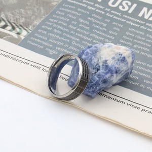 <b>Titanium</b> Steel <b>Ring</b> Geometric Shape Steel Color Men's Jewelry Gift Occasion Channel Setting Inlay - Product Image 4