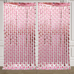 Rideau à franges en feuille métallique rose en forme de <span class=keywords><strong>cœur</strong></span>, guirlande scintillante, toile de fond de mariage, <span class=keywords><strong>d</strong></span>écoration de fête <span class=keywords><strong>d</strong></span>'anniversaire pour enfants, personnalisable - Product Image 1