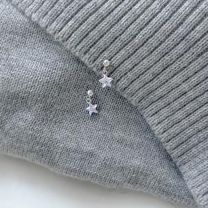 S925 Pure Silver Dangle <b>Earrings</b> with Purple Night <b>Moon</b> Diamond <b>Star</b> Exquisite Sweet Ear Bone Studs Niche Personality Design - Product Image 4