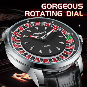 Montre pour homme de <span class=keywords><strong>casino</strong></span> à roulette, vente en gros personnalisée transfrontalière, très vendue : bracelet en cuir brillant, étanche, montre-bracelet à quartz tendance - Product Image 4