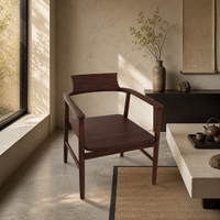 Ensemble de table à thé avec chaises latérales et chaise à dossier haut en placage de noyer, style moderne minimaliste