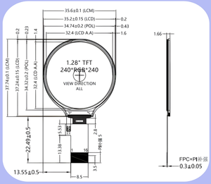 Module d'affichage LCD TFT rond Dwin de 1,28 pouce, couleur pleine, 240x240, GC9A01, 8 bits parallèle, rétroéclairage LED 16P pour appareils embarqués - Product Image 2