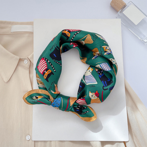 2024 WJ1026-298 yeni koleksiyon bayanlar moda eşarp ile at desen kadın boyun kravat ipek baskılı saç atkılar - Product Image 6