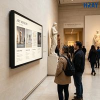 HRAY Écran mural 49 pouces en verre trempé 3 mm avec mise à jour à distance Wi-Fi pour l'introduction aux expositions actuelles des musées d'art, prise en charge OEM ODM