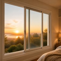 Ventana Corredera de Aluminio con Doble Acristalamiento Templado, Eficiente Energéticamente, para Casa, Villa, Patio, Tamaño Personalizado, Venta al Por Mayor de Fábrica
