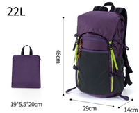 Sac à dos pliable ultra-léger personnalisé, grande capacité, sac à dos souple pour l'escalade, l'alpinisme, le camping, la randonnée