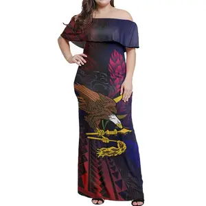 American Samoa Gradient Color Style Elegante Damen kleider Großhandel Eng anliegendes langes Kleid Kunden spezifische Damen rock Mode