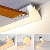 Ventes flash : Profilé LED en aluminium à 45 degrés, ultra-fin, encastré, pour plafond en plâtre, éclairage linéaire sans cadre