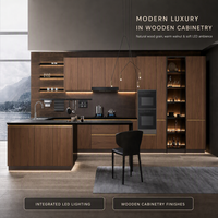 Meubles de cuisine modulaires personnalisables en contreplaqué avec granit artificiel, glissières de tiroir, charnières et robinet