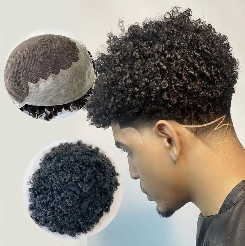 Wigs Black Men Curly Natural Stylish Hairpieces