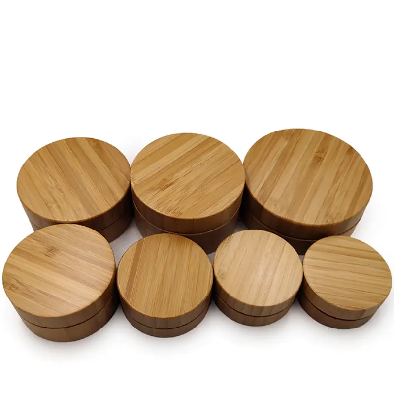 high quality 15g 30g 50g 100g eco-friendly aluminium jar with bamboo shell customized double wall packing tins