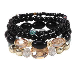 Beaded <b>Bracelets</b> <b>Set</b> Crystal Rhinestone Elastic Women's Fashion Gift Jewelry 4Pcs Multicolor Boho Style - Product Image 4