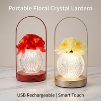Lampe de nuit LED Camélia, lampe de table créative, batterie intégrée, commande tactile, design luxueux, cadeau d'anniversaire pour filles, meilleures amies