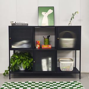 Moderno Mueble Bar para <span class=keywords><strong>Vino</strong></span> y Whisky, Negro, con Detalles en Madera y Metal, Almacenamiento para Cocina, Sala de Estar y Comedor - Product Image 3