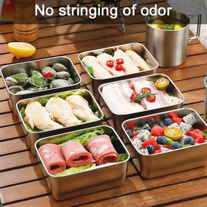 Fiambrera portátil de acero inoxidable 304 con tapa, contenedor de aperitivos para refrigeración de Metal, vendedor superior - Product Image 2