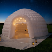 Tente dôme gonflable blanche, tentes igloo pour événements, tente gonflable à LED pour le camping, les festivals de musique en plein air et les réceptions en extérieur