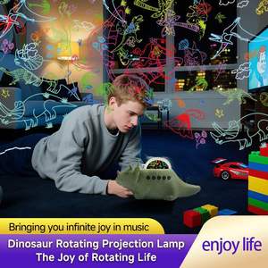 Lampe de nuit rotative avec ciel étoilé, haut-parleur de sommeil, 2407, forme de dinosaure pour enfants, bleu, dragon vert, 17 chansons de sommeil - Product Image 6