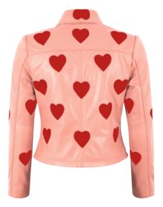 Chaqueta de Mujer Personalizada 100% Cuero Nappa Rosa Bebé Genuino con Detalle de Corazón, Marca Privada OEM/ODM, Venta al Por Mayor, Moda Exclusiva - Product Image 2