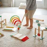 Ensemble de jeu de mini-golf personnalisé à faire soi-même et cadeau, jeu d'entraînement à l'équilibre intérieur/extérieur, jouet de golf en bois pour enfants de 5 à 7 ans