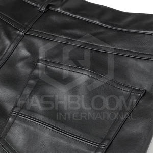 Pantalones informales de piel sintética de cintura alta para hombre de estilo urbano, transpirables, ligeros, rectos, personalizados, pedidos OEM/ODM - Product Image 6