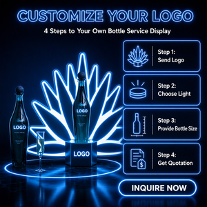 Presentador de Botellas de Licor con Iluminación LED en Forma de Hoja de Agave Dorada para Servicio VIP en Bares y Clubs, Soporte de Exhibición de Vino con Logotipo Personalizado - Product Image 4