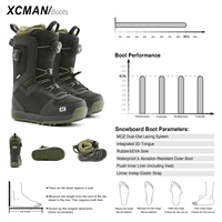 Ensemble complet de snowboard XCMAN Quantum Fissure pour homme, avec fixations 360 Seco et bottes, tout-terrain, coupe régulière, pour débutants