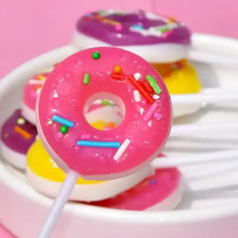 Kinder Creatieve Schattige Fruit Gemengde Smaak Donut Vorm Lolly Hard Candy