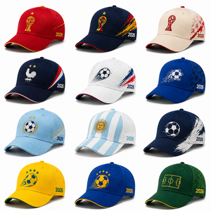 Custom 100% Cotton Printing 6 Panel 2026 World Soccer Fans Baseball <b>Cap</b> with Embroidery Logo Sports <b>Hat</b> - Product Image 3