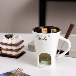 Taza de Cerámica Europea con Tenedor - Taza Única para Derretir Chocolate y Queso con Función de Calentamiento para Amantes de la Comida - Product Image 2