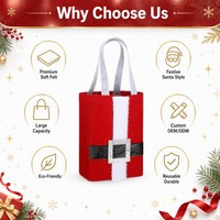 Sac fourre-tout en feutre de Noël personnalisé OEM ODM avec logo, design costume de Père Noël, sac cadeau en feutre épais et durable, réutilisable pour emballage de bonbons de Noël