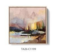 Peinture à l'huile sur toile texturée peinte à la main, champ de fleurs sauvages, art mural abstrait, paysage luxueux, cadre en bois, bleu beige floral