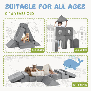 Canapé modulaire pour enfants, en tissu éponge haute densité, en forme de blocs de construction, pour enfants de 2 ans et plus - Product Image 3