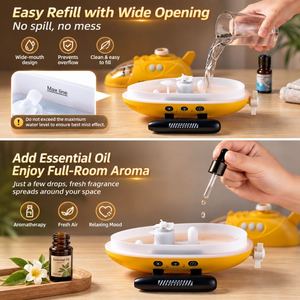 Humidificador Submarino Amarillo con Luz LED, Difusor de Aroma, Humidificador Decorativo de Escritorio para Dormitorio o Cuarto de Niños - Product Image 5