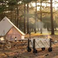 Table de voyage pliable en acier respirant et écologique à quatre roues tout-terrain, réglable, avec plateau en maille, pour le shopping et les déplacements, OEM Tinry