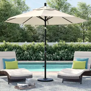 Commercial Large 9ft Octagonal Aluminum Frame Canvas Sun Shade Center Pole Outdoor Table Market Patio Umbrellas For Restaurant