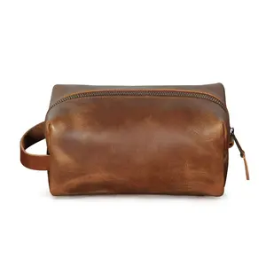 Luxury leather toiletry bag for men travel