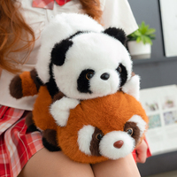 Juguete de Peluche Reversible de Doble Cara para Niños, Muñeco de Mapache Panda Simulado, Regalo Perfecto