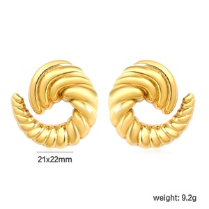 Pendientes de Aro Colgantes de Acero Inoxidable para Mujer, Chapados en Oro PVD de 18K, con Colgante de Cruz, Dos Colores, Venta al por Mayor - Product Image 6