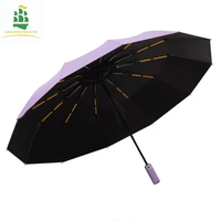 Parapluie portable pliable en trois sections LS avec protection solaire UPF50, personnalisable avec logos d'entreprise/personnels, pour adultes, tube en fer, pongé 280T