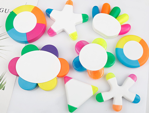 Stylo surligneur promotionnel 3 en 1, marqueurs à pointe plate en feutre avec logo personnalisé en forme de cercle en forme de triangle pour la papeterie scolaire - Product Image 2