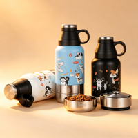 Bouteille d'eau isotherme portable 2-en-1 de 950 ml en acier inoxydable avec logo personnalisé et gamelle pour chien, idéale pour les voyages en extérieur