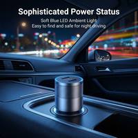 Chargeur de voiture rapide double USB-C PD 60W, entièrement métallique, cylindrique, avec anneau lumineux LED bleu, adaptateur universel pour allume-cigare 12V-24V