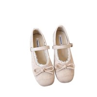 Nouvelle Collection Printemps 2026 – Ballerines Polyvalentes Rétro Françaises Souples en Cuir Véritable Style Mary Jane avec Nœud, Idéales pour Tenues Décontractées ou de Soirée, Couleur Unie