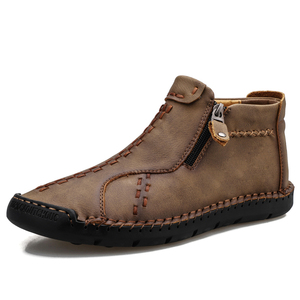Bottes pour hommes, bottes décontractées d'automne et d'hiver, chaussures à fermeture éclair, chaussures de créateur tendance, bottes mi-hautes à enfiler, imperméables, chaudes, fourrées, bottes de neige pour hommes - Product Image 1