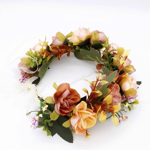 Corona de Flores de Seda Estilo Boho M145, Corona de Flores Artificiales para Novia, Diadema Decorativa para Peinado - Product Image 5