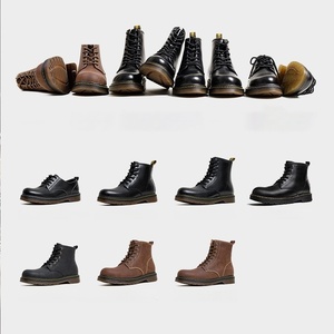 Bottes mi-hautes pour hommes, chaussures en cuir haut de gamme, automne-hiver, chaussures de travail, bottes courtes en cuir véritable, chaussures en cuir noir - Product Image 4