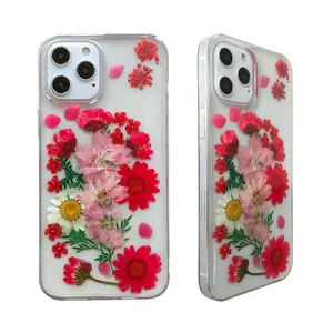 Epoxy Pressed Real Flower Cell IPhone Hüllen für iPhone X XS XR 12 11 Pro Max für Huawei für Samsung