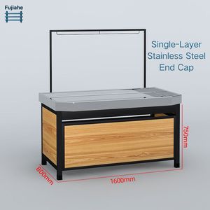 Exhibidor de Productos Frescos de Acero Inoxidable, Mostrador Comercial de Dos Niveles para Supermercado, <span class=keywords><strong>Carnicería</strong></span>, Charcutería y Panadería - Product Image 6